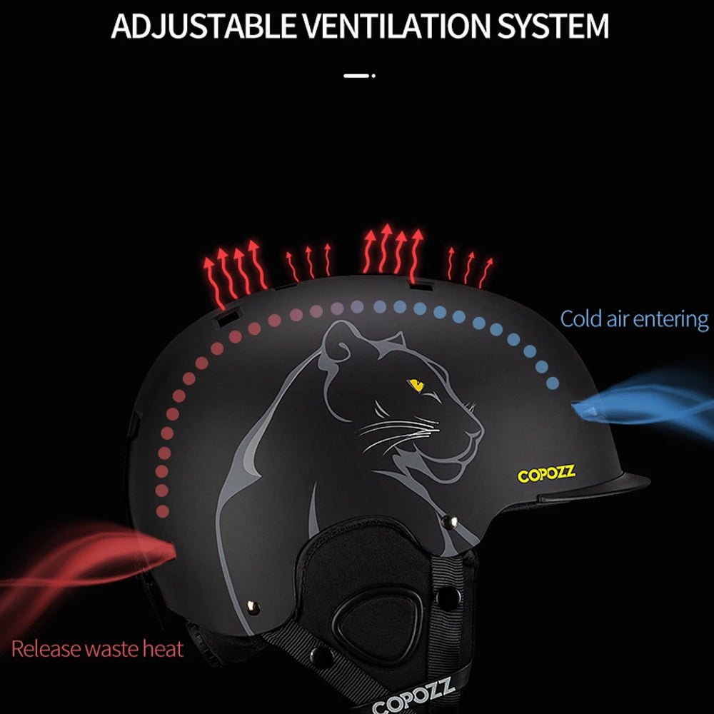 COPOZZ New Unisex Ski Helmet Certificate Half-covered Anti-impact