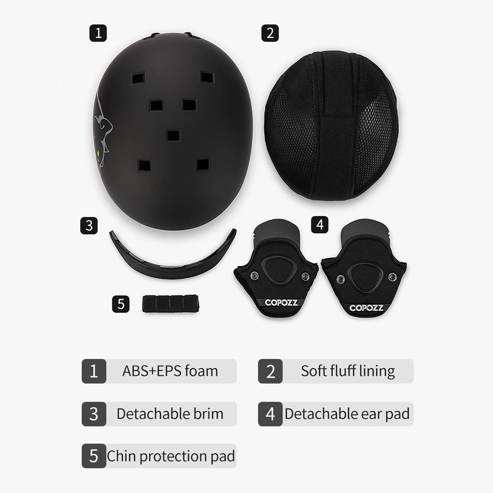 COPOZZ New Unisex Ski Helmet Certificate Half-covered Anti-impact