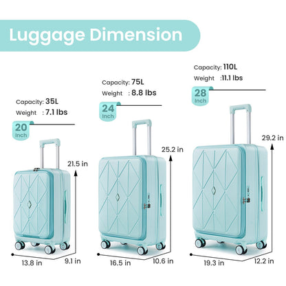 Luggage Sets 3 Piece(20/24/28), Expandable Carry On Luggage with TSA