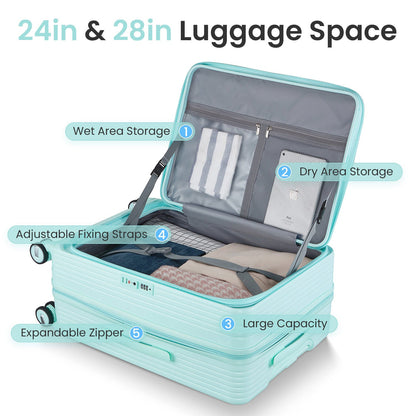 Luggage Sets 3 Piece(20/24/28), Expandable Carry On Luggage with TSA