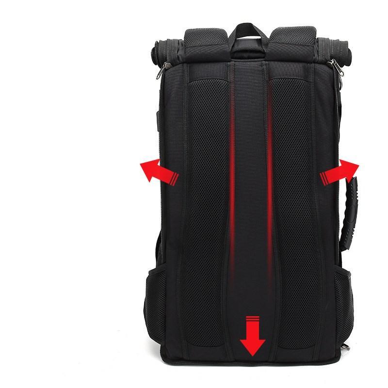 Black Unisex Travel Multifunctional Backpack