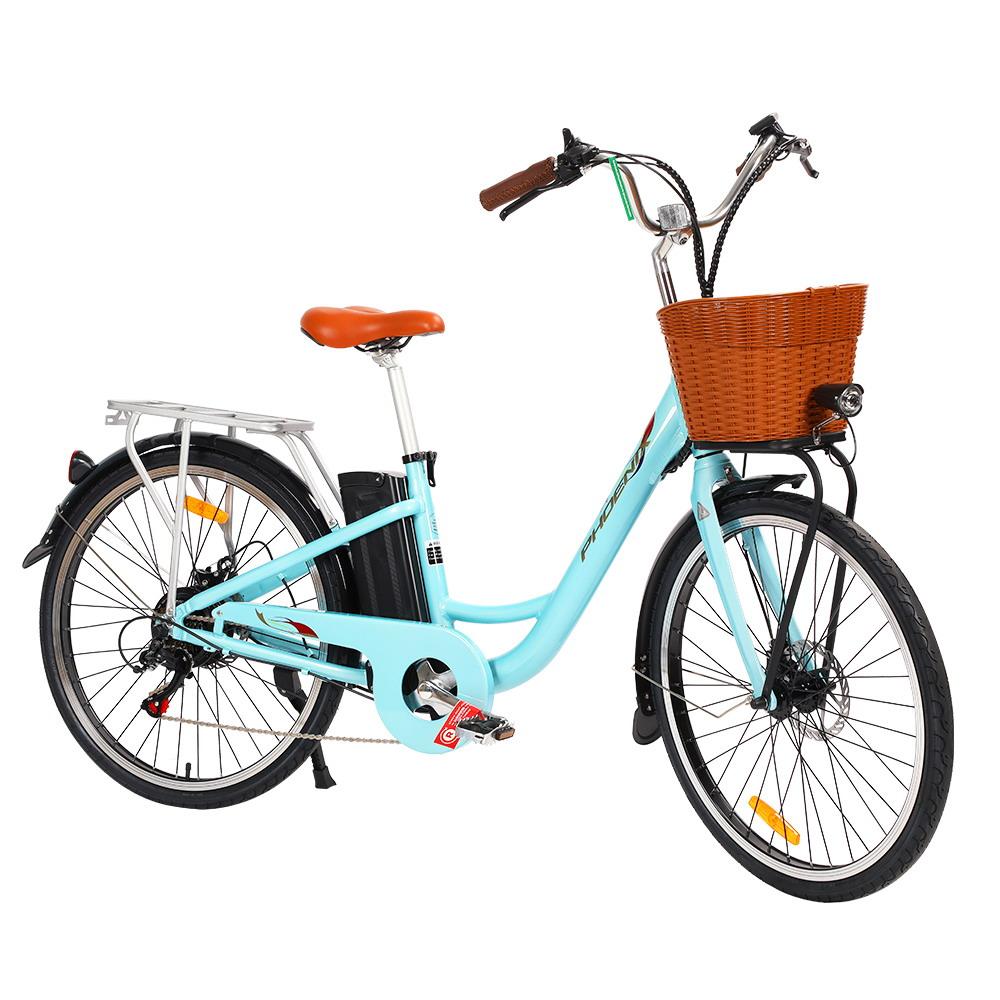 Phoenix 26 inch Electric Bike, City Bicycle, eBike, e-Bike Urban, Blue