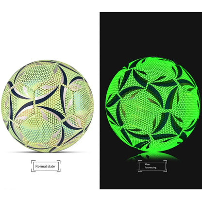 Outdoor Glow Reflective Football Soccer Ball Official No.5 4 Ball PU