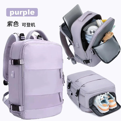 Large Capacity Multi-Function Women's Travel Backpack Bag Suitcase USB