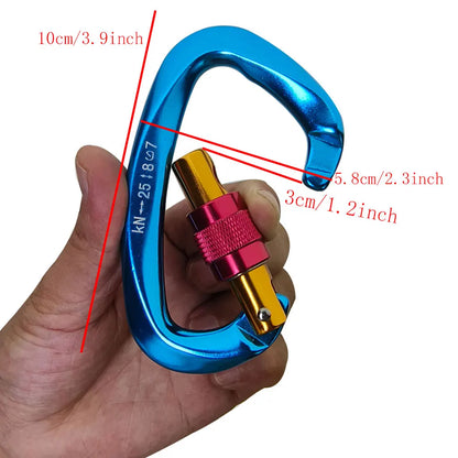 25KN Professional Climbing Carabiner D Shape Aviation Aluminum Safety