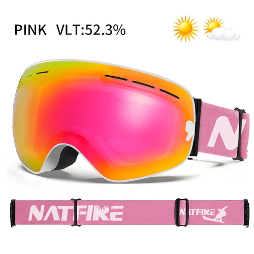 NATFIRE Ski Goggles Double Layers Anti-fog UV400 Snowboard Snow