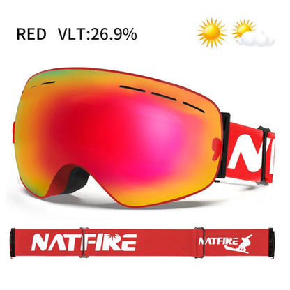 NATFIRE Ski Goggles Double Layers Anti-fog UV400 Snowboard Snow