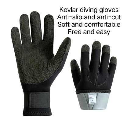 3mm Kevlar Diving Gloves Cut Resistant Keep Warm Black Gloves for