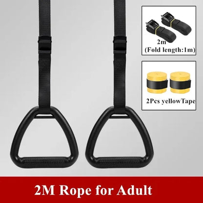 Gymnastic Rings Pull up Handle Rings with Adjustable Straps for