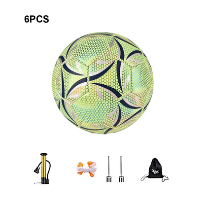 Outdoor Glow Reflective Football Soccer Ball Official No.5 4 Ball PU