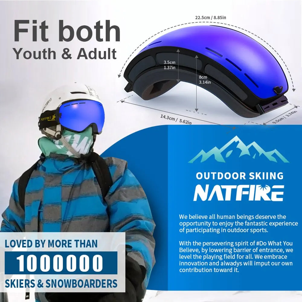 NATFIRE Ski Goggles Double Layers Anti-fog UV400 Snowboard Snow