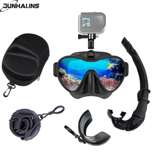 Wet Gopro Mount Low Volume Diving Mask Tempered Glass Freedive Mask