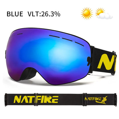 NATFIRE Ski Goggles Double Layers Anti-fog UV400 Snowboard Snow