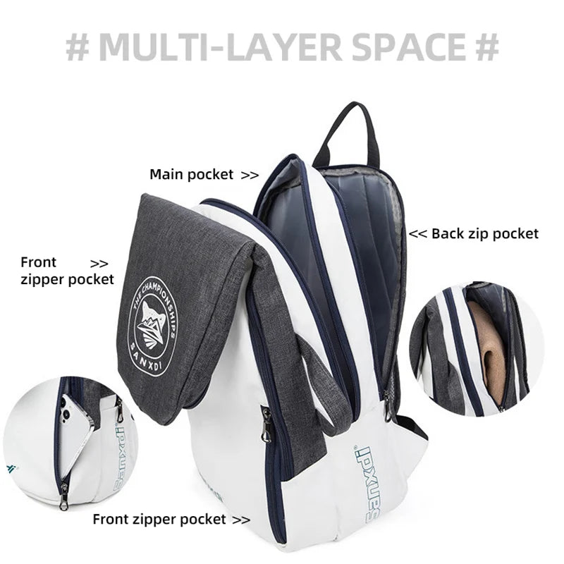 Foldable Tennis Paddle Backpack Squash Badminton Racket Bag Padel