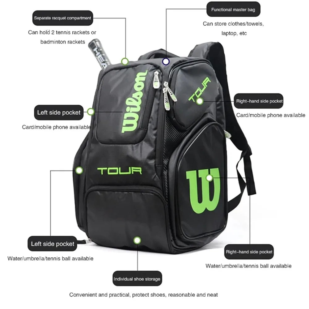 Wilson Tennis Bag Holds 2 Tennis Rackets Tennis Backpack Daily