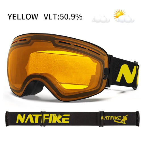 NATFIRE Ski Goggles Double Layers Anti-fog UV400 Snowboard Snow