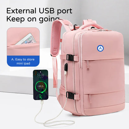 Large Capacity Multi-Function Women's Travel Backpack Bag Suitcase USB