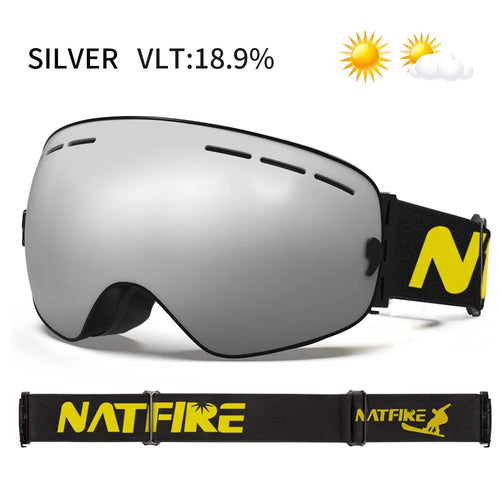 NATFIRE Ski Goggles Double Layers Anti-fog UV400 Snowboard Snow