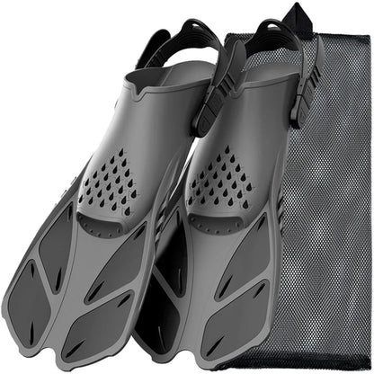 Snorkel Fins Adjustable Buckles Swimming Flippers Short Silicone Scuba