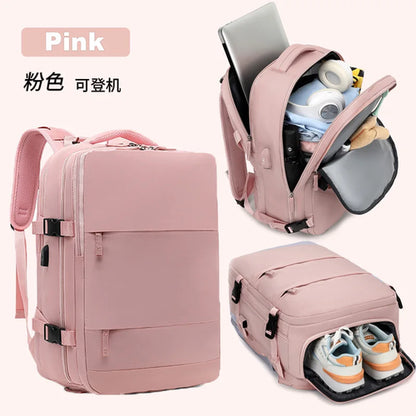 Large Capacity Multi-Function Women's Travel Backpack Bag Suitcase USB