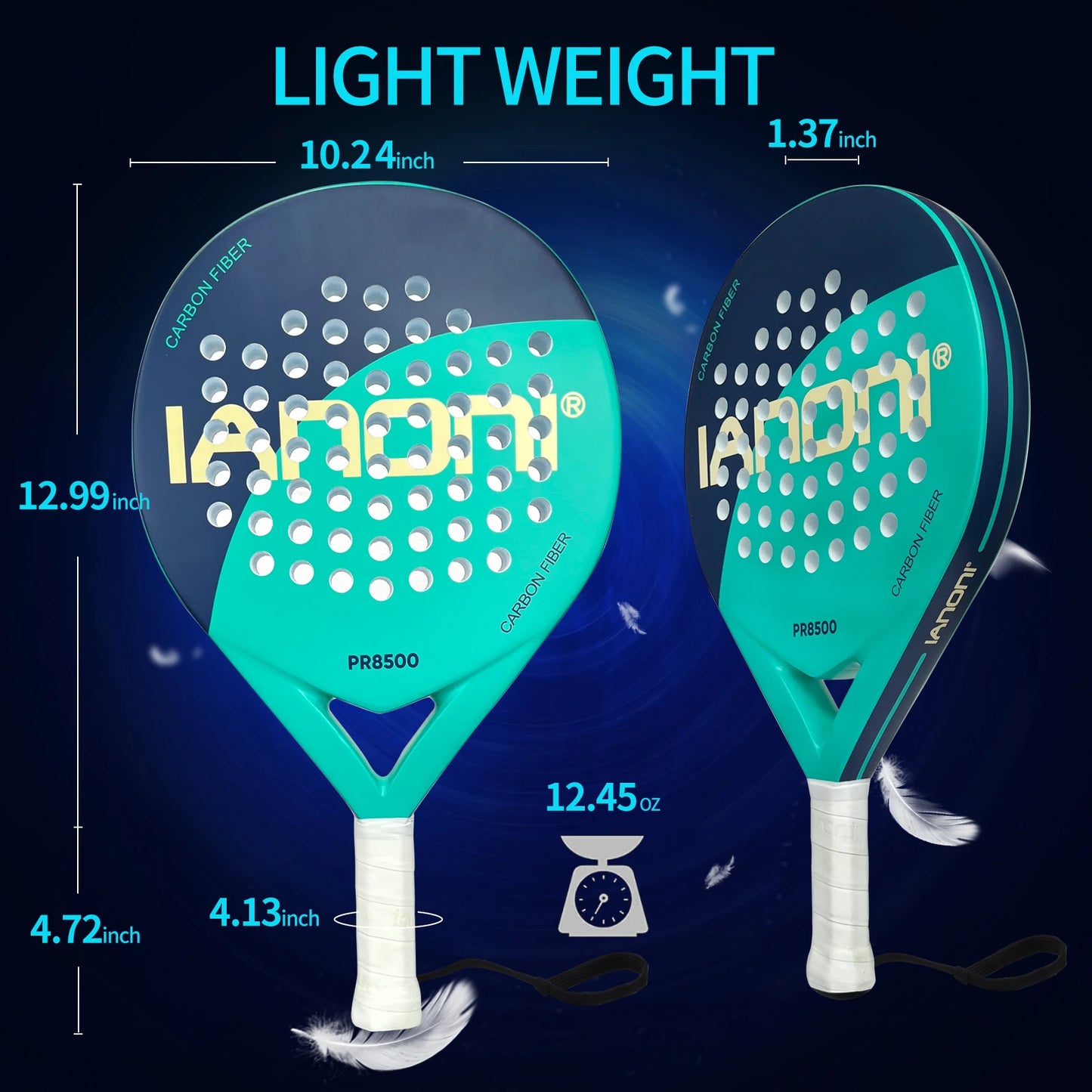 IANONI Padel Racket Carbon Fiber Surface with EVA Memory Flex Foam