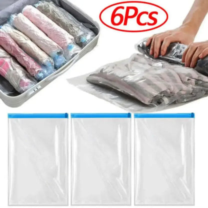 6Pcs Roll-Up Travel Compression Bags for Clothes Luggage, Space Saver