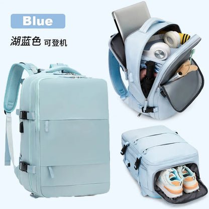 Large Capacity Multi-Function Women's Travel Backpack Bag Suitcase USB