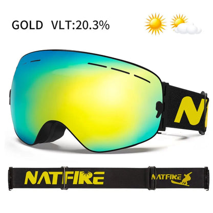 NATFIRE Ski Goggles Double Layers Anti-fog UV400 Snowboard Snow