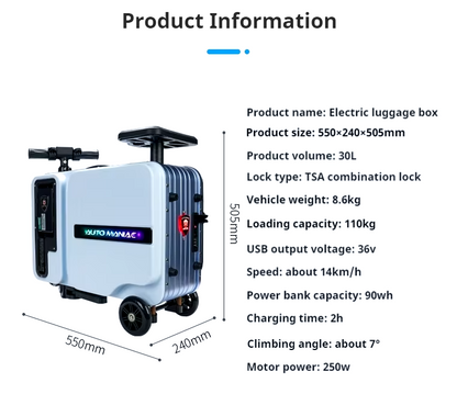 Auto Maniac - Electric Smart Suitcase Double Rideable Trolley